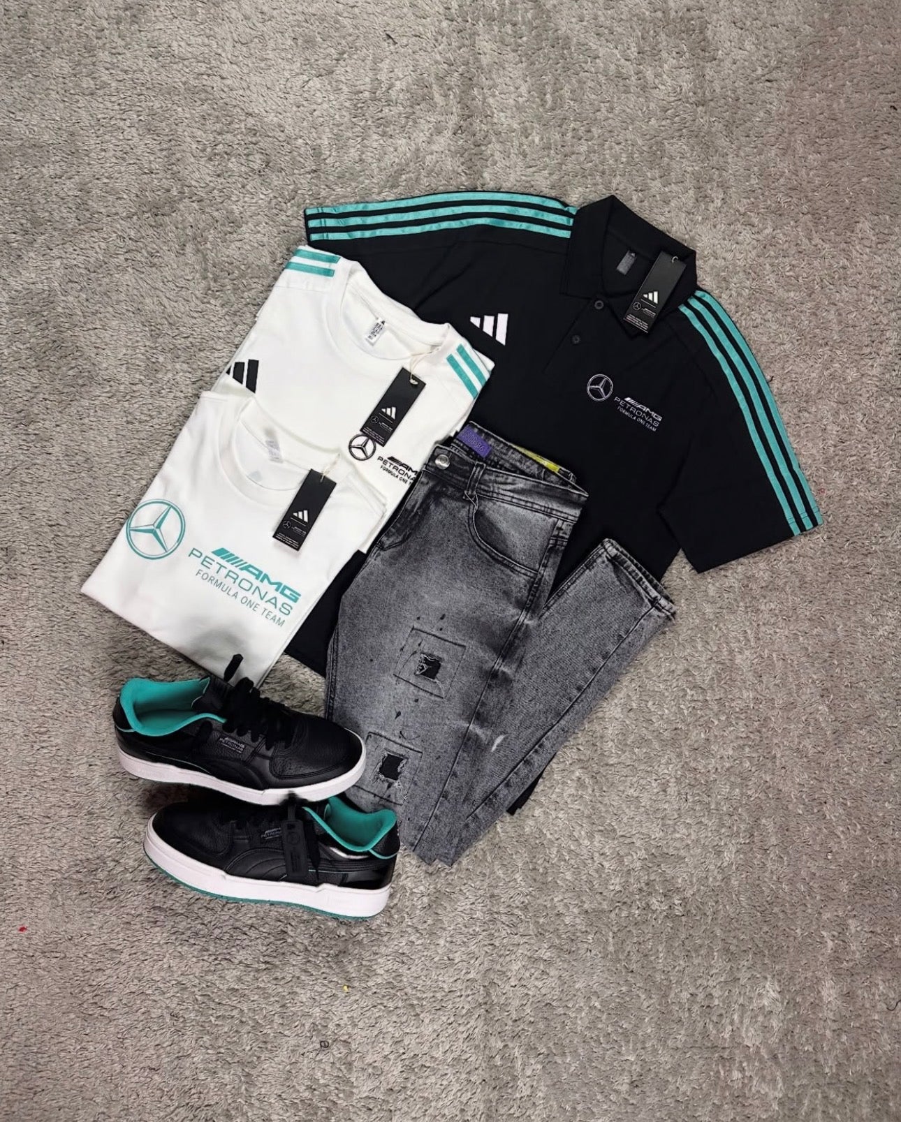 Kit completo Adidas Mercedes AMG + Tênis Puma